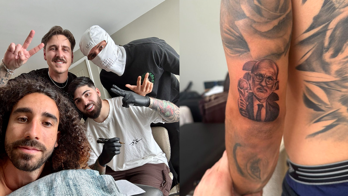 Cucurella cumple su promesa y se tatúa a Luis de la Fuente